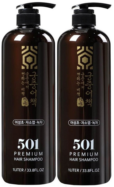 궁중어책 프리미엄 헤어 한방샴푸 어성초향, 2개, 1L