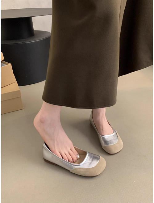 SAHINER 여성 데일리 플랫 슈즈 스웨이드 배색 심플 여름 신발 BLX15