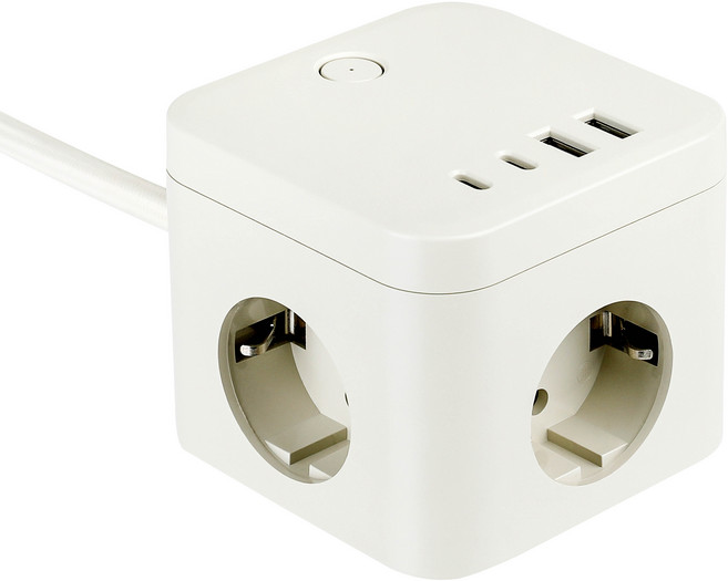 라이프썸 큐브 멀티탭 3구 4포트 USB C타입 1.8m (LFS-HA53) 2종 택1, 1개, 코코넛밀크