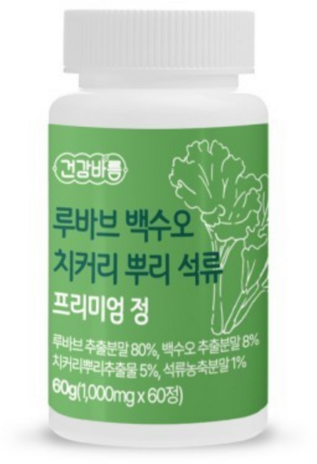 이음스토어 루바브 백수오 치커리 뿌리 석류 프리미엄 정 1000mg, 3개, 60정