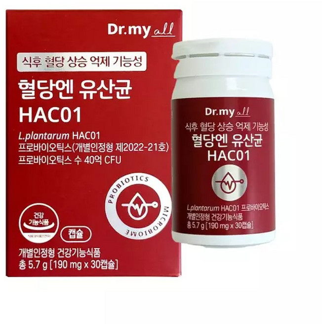 닥터마이올 혈당엔 유산균 HAC01 190mg x 30캡슐 /JJ몰, 30정, 1개