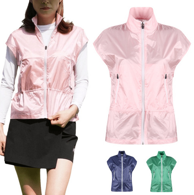 여성 캐주얼 라운딩룩 비비드 메탈릭 골프 조끼 골캉스 여성골프조끼