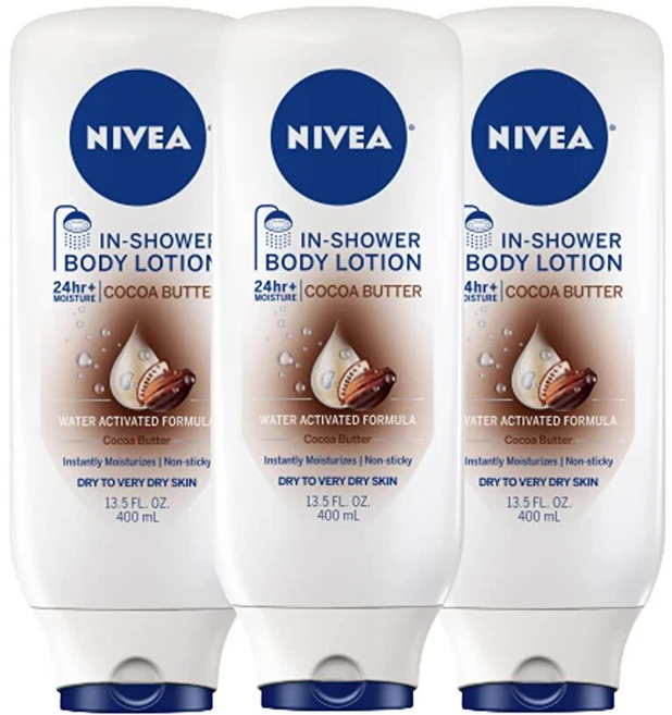 니베아 인-샤워 바디 로션 코코아 버터 드라이 스킨, 400ml, 3개 - 쿠팡