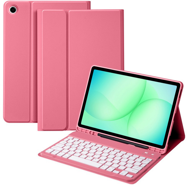 DUNNO 삼성 갤럭시 탭 블루투스 키보드 케이스 (S펜 수납), 1개, 수박레드