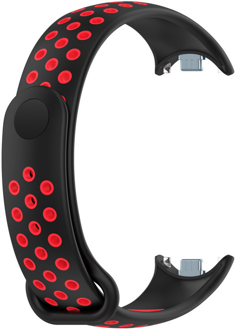 샤오미 미밴드10 미밴드9 미밴드8 투컬러 스포츠 스트랩 벤트형 샤오미 스마트밴드 10 9 8 호환 시계줄 통기성 좋은 스트랩, 블랙레드