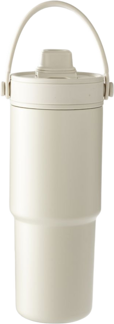 保溫杯 陶瓷塗層 316不鏽鋼 735ml, 手提陶瓷吸管杯奶霜白, 1個