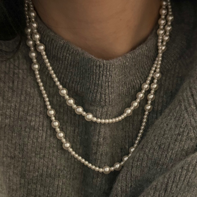 오스트리아 스와로브스키 롱 진주 목걸이 90cm