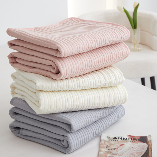 Frokom 피그먼트 사계절 누빔 침대패드 고정밴드 + 베개커버 2개, 핑크