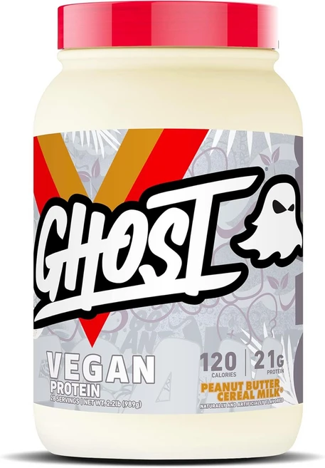 Ghost 고스트 비건 프로틴 파우더 피넛 버터 시리얼 밀크 맛 식물성 단백질 989g, 1개, 1g - 쿠팡