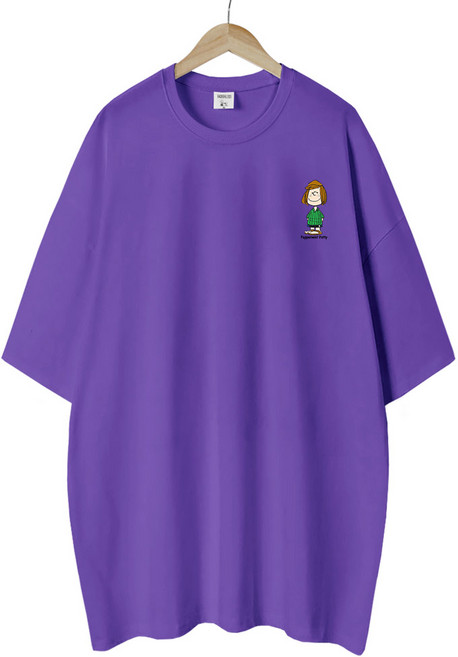 스누피 남녀공용 오버핏 캐릭터 라운드 반팔티 빅사이즈 데일리 루즈핏 커플 라운드 티셔츠 남자 여성 롱티 단체 티 스몰피너츠