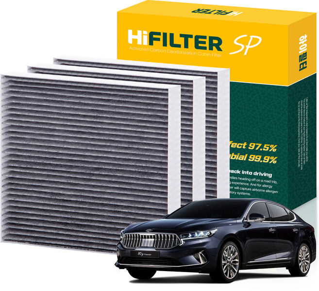 하이필터 현대 기아 자동차 활성탄 에어컨필터, 3개, K7 프리미어 (YG PE) HI-A001
