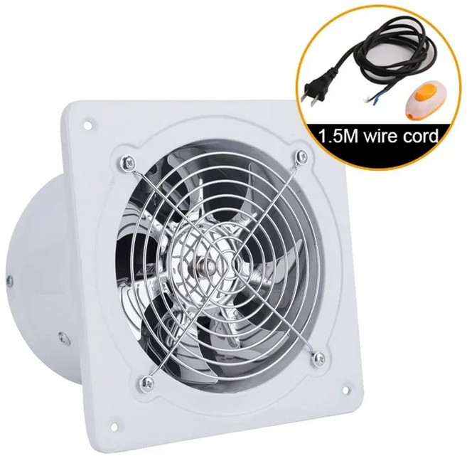 환풍기 욕실 주방환풍기 주방 4 6 배기 팬 금속 파이프 110V 220V 가정용 공기 추출기 천장 초안 환기 순수 구리 모터, 4 inch, White, 1개