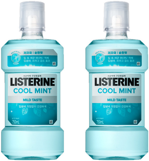 리스테린 쿨민트 마일드, 2개, 750ml