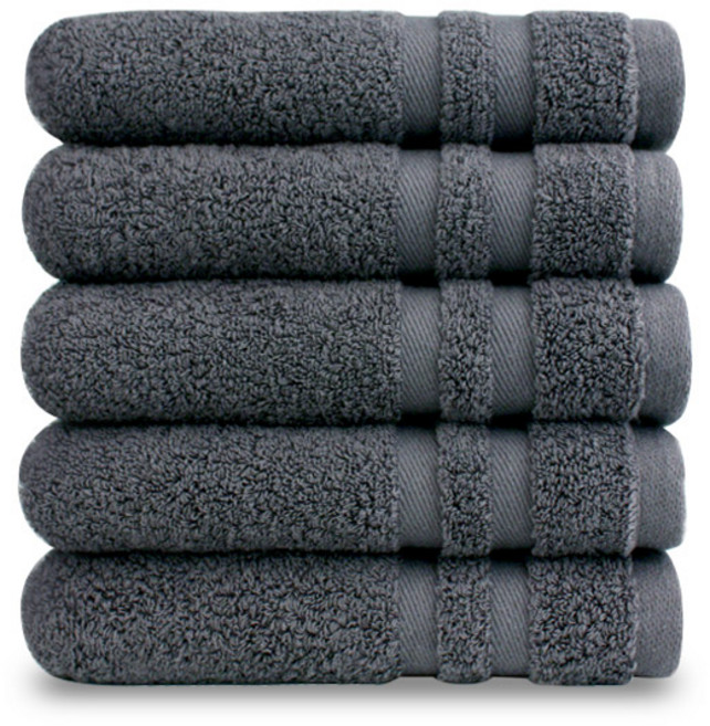 쉬라즈 더블보더 40수 바스타월 450g 대형수건, 차콜그레이, 5개