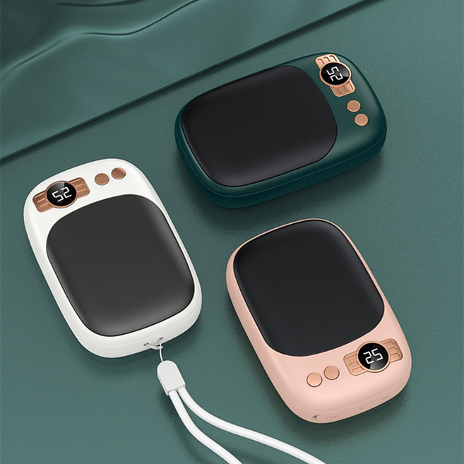 미라클게이밍 스마트 충전식 10000mAh 손난로 보조배터리, 그린+핑크+화이트, MG-PW-01