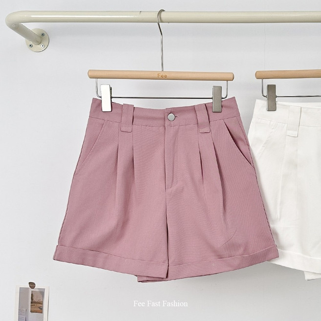 單扣顯瘦西裝短褲 高腰 A字闊腿褲 女短褲 五分西裝褲
