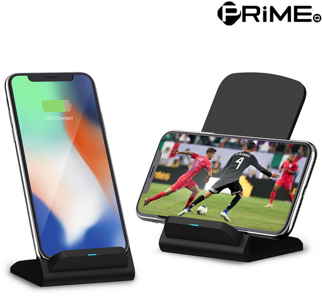 프라임 듀얼코일 스탠드형 급속 무선충전기, 블랙, 1개