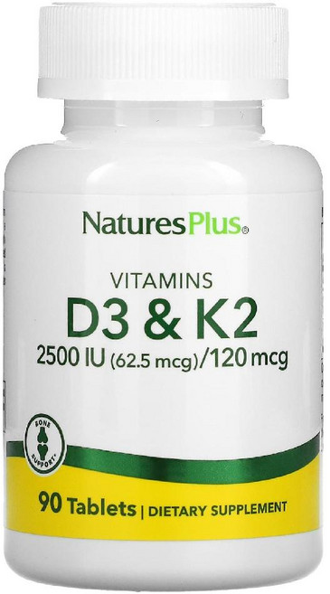 NaturesPlus 비타민D3 & K2 90정, 1개