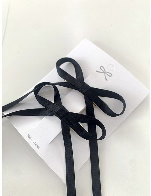 발레코어 새틴 롱리본 옆머리 헤어핀 리본 집게핀 2P세트