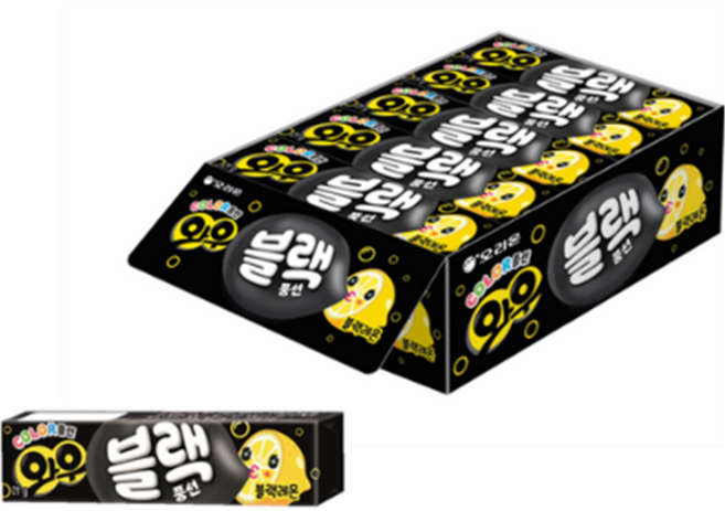 오리온 와우 블랙 레몬 풍선껌, 21g, 15개