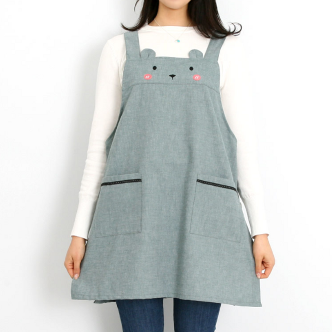 곰곰이무지 앞치마 어린이집 보육 교사 선생님 실습 원피스 실습 아이돌보미 에이프런 린다스 에이프런샵, 1개, 뉴곰곰이_그린
