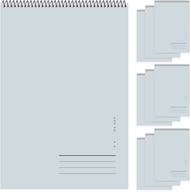 심플 포포 1000 손걸림없는 상단 스프링 기본 라인 노트 신학기 준비물 공책, 블루, 10개