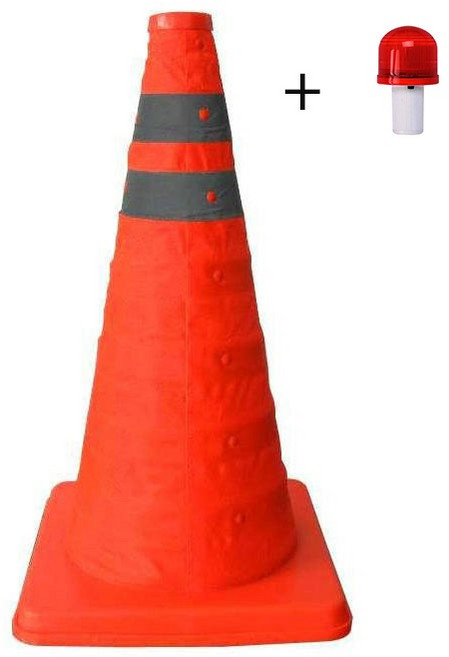 伸縮折疊三角錐安全警示錐, 1個, 70公分伸縮交通錐+警示燈