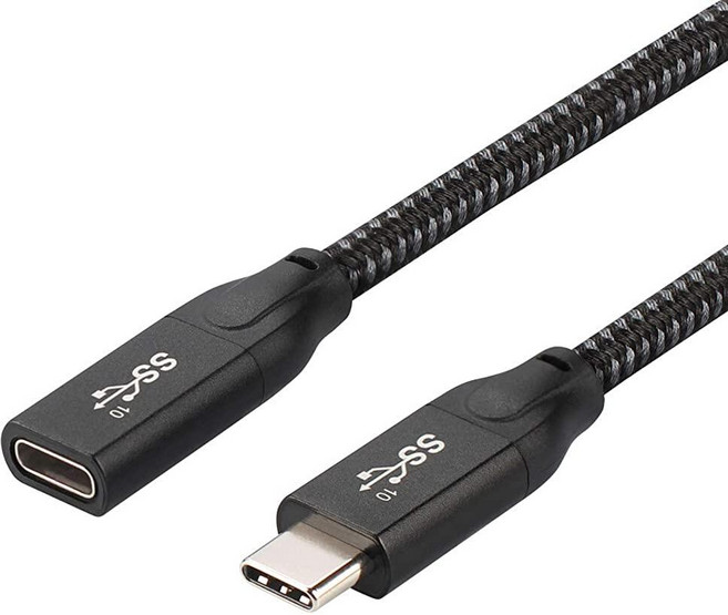 Xiwai USB-C USB 3.1 Type-C 수-암 연장 데이터 케이블 노트북 휴대폰용 슬리브 포함 (0.3m)