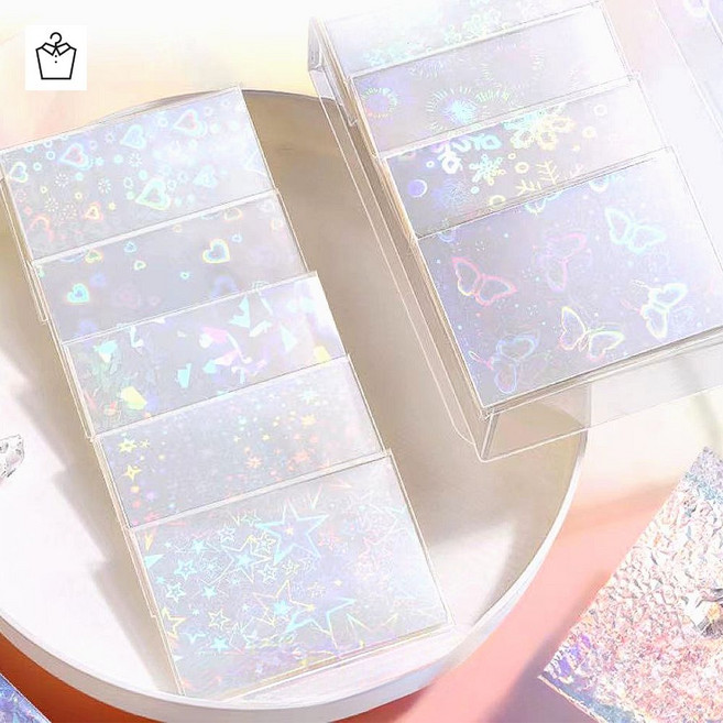 포토 카드 슬리브 투명 홀로그램 7종, 혼합(7종류10매씩), 59x89mm, 70매