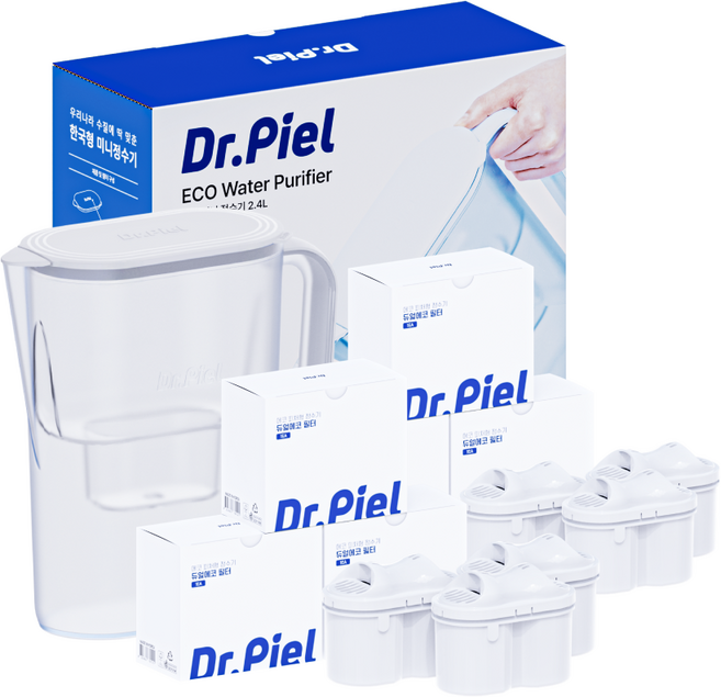 닥터피엘 에코 피처형 정수기 2.4L 한국형 미니 정수기 친환경 셀프케어 정수기, 2년세트 (본품 + 필터 6개 / 24개월)