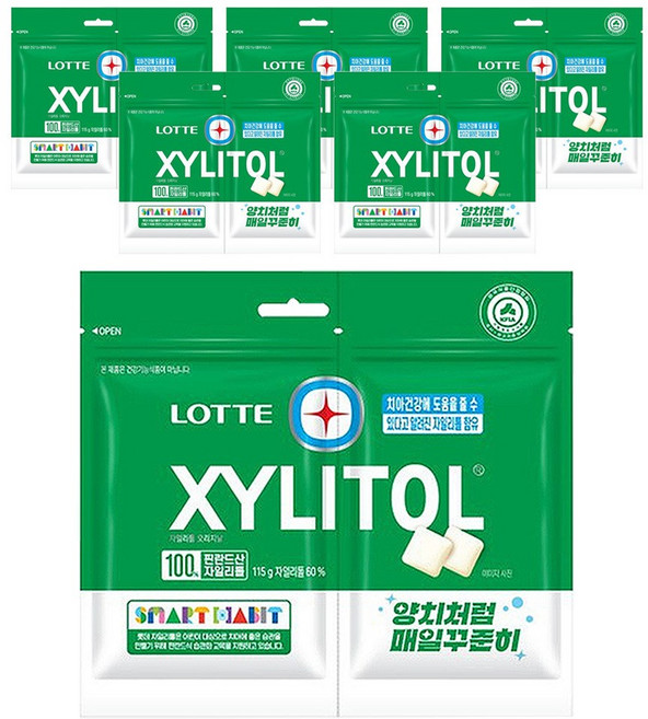 롯데 자일리톨 껌 오리지날 115g 리필 x 6개