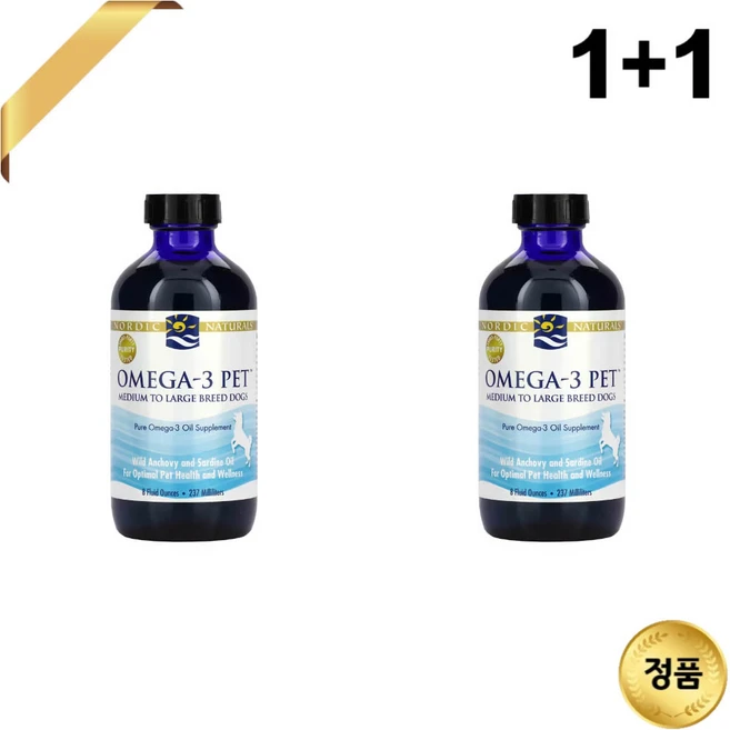 노르딕내츄럴스 오메가-3 펫 미디엄 투 라지 브리드 도그 237ml, 2개 - 쿠팡