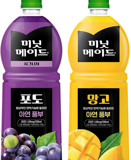 미닛메이드 2종세트 3+3 시그니처 포도 망고 주스 1.5L