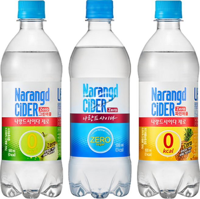 (3종 혼합) 나랑드사이다 500ml 4개+그린 4개+파인 4개 총12개, 4개