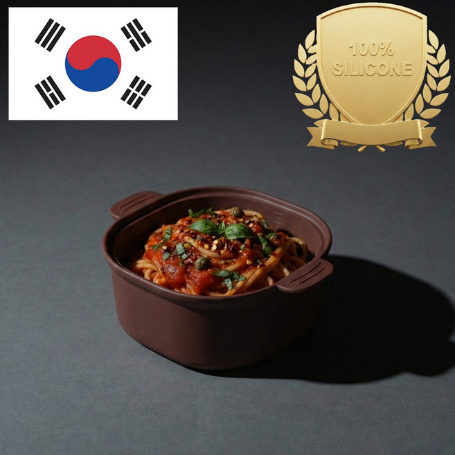 아티즌 쿡 국산 실리콘 계란찜기 전자레인지 용기 내열유리 찜기 주방용품 이유식 용기, 1개, 중형 정사각 / 바디:초코 / 뚜껑:화이트