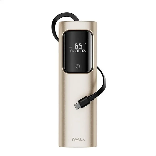 IWALK 탱커 20000mAh 초대용량 보조배터리 내장 USB-C 고속충전 PD 65W 노트북 LED 디스플레이, 02 Golden