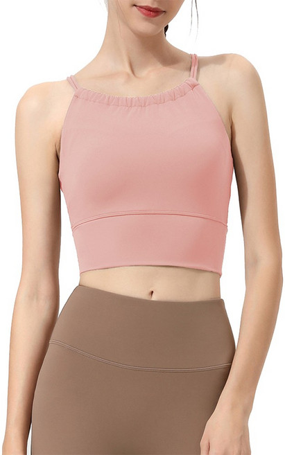 ECUPPER 여성용 베이직 홀터넥 요가 필라테스 크롭 브라탑