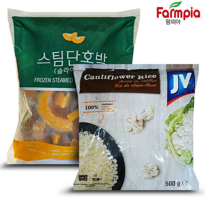 팜피아 냉동 유피단호박 슬라이스 1팩+냉동 컬리플라워라이스 4팩
