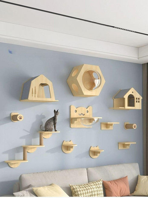 고양이 벽타워 워크 선반 타워 놀이터 캣 원목 캣타워 패키지 1, 복도 고양이 등반 프레임