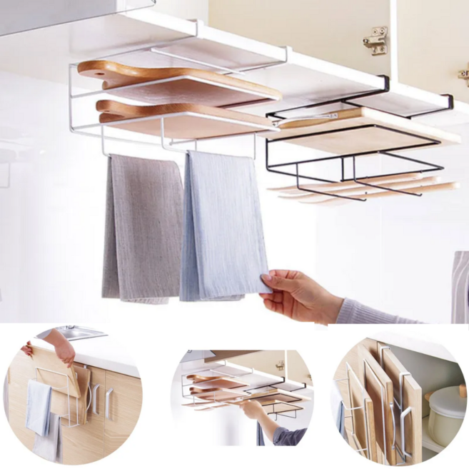 보담다 3단 도마거치대 다용도 거치대 도마꽂이, 1개, 올블랙