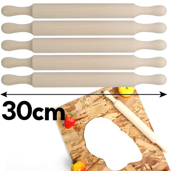 뮤즈 키즈용 우드밀대 L 5개입 / 큰사이즈 홈베이킹 반죽 요리수업 취미활동 클레이 지점토 찰흙 밀대, 1세트