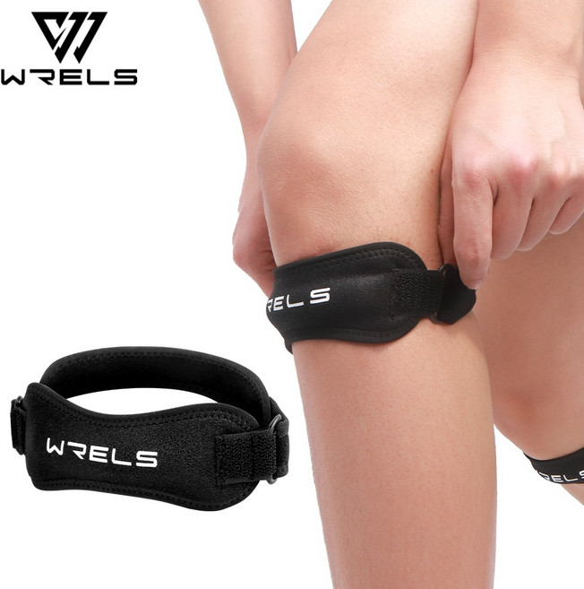 WRELS 가압형 슬개골 밴드 초경량 흡한 통기성 남녀공용 야외 운동 여름용, 1개, 블랙