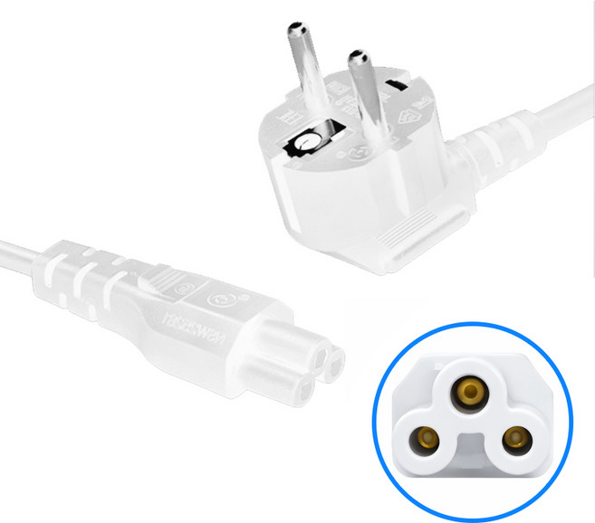 3구 크로바 파워 케이블 노트북 모니터 전원 코드 전원선 파워선 화이트, 0.75m, 1개