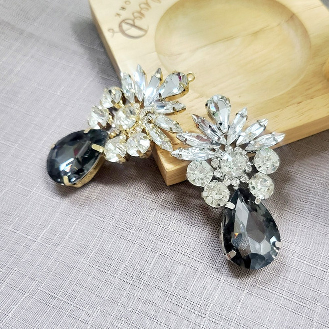 보석모티브 N-034, 금도금, 블랙다이어, 1개