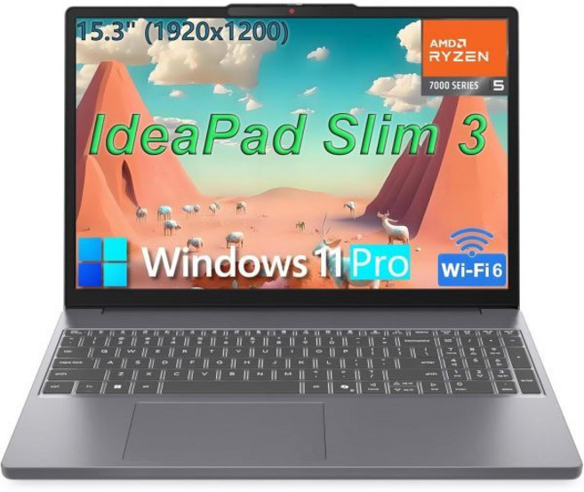 레노버 아이디어패드 노트북 컴퓨터 (가정 학생 비즈니스용) AMD 라이젠 5 7535HS (비트 i5-13500H) 15.3인치 FHD+ 40GB DDR5 RAM 1, 40GB DDR5 RAM / 1TB PCIe SSD