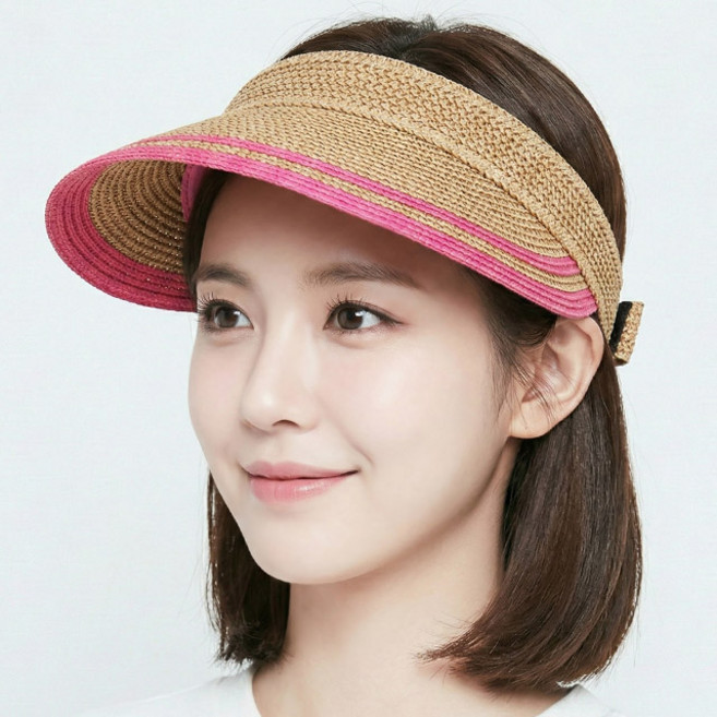 여름 지사썬캡 돌돌이 투톤 엣지 시원한 밀짚 휴대하기 좋은 모자