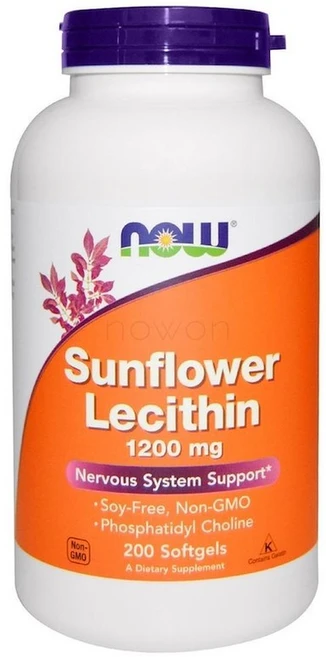 나우푸드 해바라기 레시틴 1200 mg 200 개입 소프트젤 NOW Foods Sunflower Lecithin 1200 mg 200 Softgels, 200정, 1개 - 쿠팡
