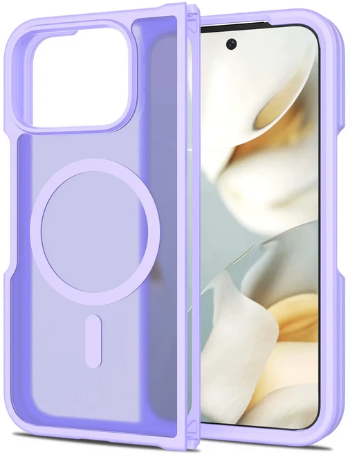 구글 픽셀 10 프로 폴드호환 스킨 필 실드 마그네틱 케이스 맥세이프 무선 충전 TPU 프레임 플라스틱 폰 커, 01 Pixel 10 Pro Fold, 01 Purple