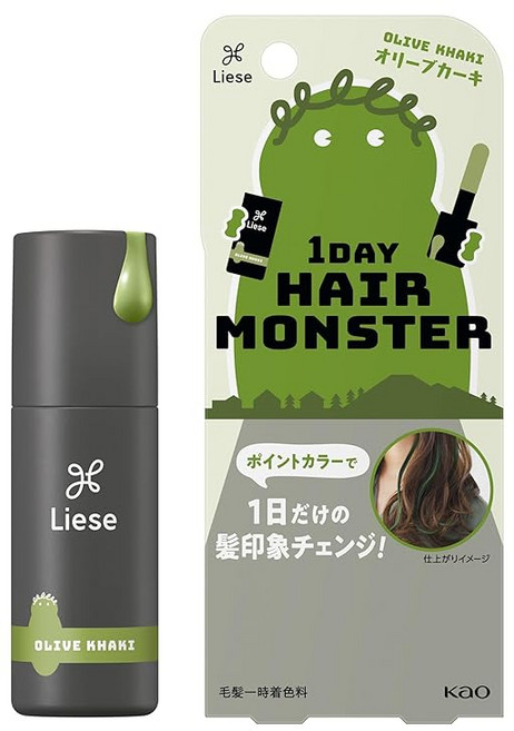 리제 1DAY Hair Monster 원데이 헤어몬스터 올리브 카키 20ml 〔 하루만의 헤어 인상 체인지 · 워터프루프 타입 샴푸로 간단 OFF 헤어 컬러 꽃의 향기, 1개, 상세페이지 참조, 1g