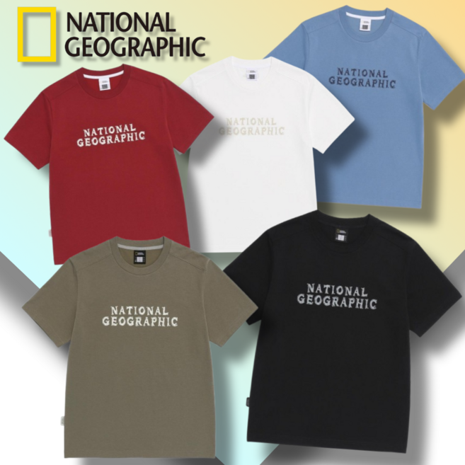 국내매장정품 내셔널지오그래픽 반팔티 NATIONAL 남녀공용 반팔 티셔츠 라운드 반팔티 기본 티셔츠 캐주얼 티셔츠 데일리 남성 반팔티 빅사이즈 티셔츠 반소매 네셔널지오그래픽 티셔츠
